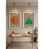 Geometrik Minimalist 2'li Ahşap Çerçeveli Tablo Seti
