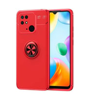 Coverzone Xiaomi Redmi 10C ile uyumlu K?l?f Ravel Y�z�k Tutuculu 360 derece d�nebilen y�z�k halkas? Stand olabilen Xiaomi Redmi 10C ile uyumlu Silikon K?l?f K?rm?z?