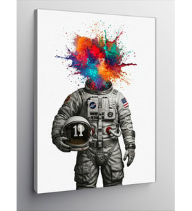Kanvas Tablo Soyut Astronot ve Renk Cümbüşü