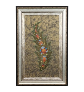 e38 EL İŞÇİLİĞİ ZERENDUD YAPRAK SULUBOYA TABLO 43x66 cm - 6206