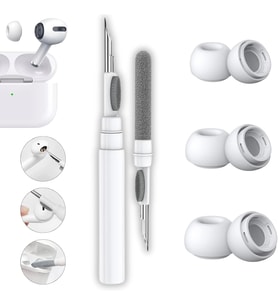 ve Pro 2.Nesil Uyumlu Anc Delikli Silikon Kulaklık Uçları (S,M,L) ve 3'ü 1 Arada Bluetooth Kulaklık Temizleme Kalemi Seti (Beyaz)