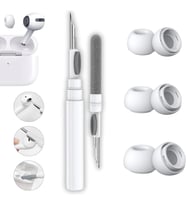 ve Pro 2.Nesil Uyumlu Anc Delikli Silikon Kulaklık Uçları (S,M,L) ve 3'ü 1 Arada Bluetooth Kulaklık Temizleme Kalemi Seti (Beyaz)