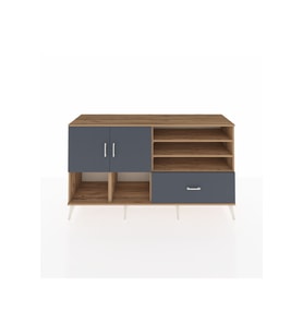 Kronos Konsol 7 Raflı Tek Çekmeceli 2 Kapaklı 176x59x99 Çam-Antrasit
