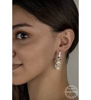 Union Swarovski Crystal Kadın Kalp Salkım Gümüş Küpe