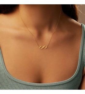 Kişiye Özel 925 Ayar Gümüş Minimalist Sonsuzluk Model Kolye (Gold)