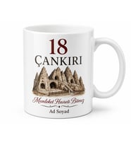 Çankırı Memleket Plakalı Seramik Kupa Bardak - 18 Plaka Hediye Kupa