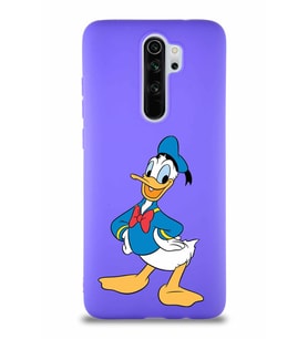 Xiaomi Redmi Note 8 Pro Soft Premier Kapak Donald Duck-C Tasarımlı Silikon Kılıf - Mor (Şeffaf)