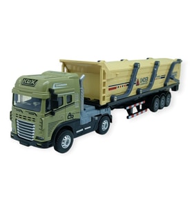 Metal Tır 1:24 - Sesli Işıklı Kum Taşıyıcı Tır 39 cm - Haki