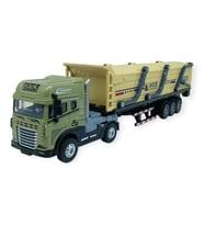 Metal Tır 1:24 - Sesli Işıklı Kum Taşıyıcı Tır 39 cm - Haki