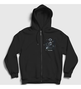 Presmono Unisex Siyah Cover Film interstellar Fermuarlı Kapüşonlu Sweatshirt 245753tt