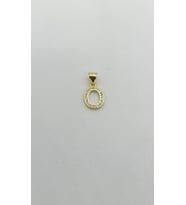 Minimal O Harf Taşlı Gold Kolye Ucu