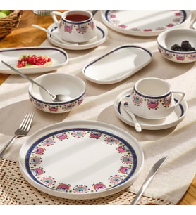 Emsan Ethnic Pink Porselen 32 Parça 6 Kişilik Kahvaltı / Servis Takımı