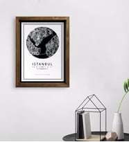 BK Gift Kişiye Özel İstanbul Haritası Tasarımlı Doğal Masif Ahşap Çerçeveli Tablo 45x65cm-3