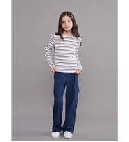 LCW Kids Mavi Beli Lastikli Kız Çocuk Kargo Pantolon