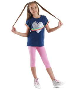 Cosmic Love Kız Çocuk T-Shirt Tayt Takım (Pembe)