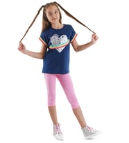 Cosmic Love Kız Çocuk T-Shirt Tayt Takım (Pembe)