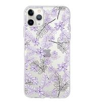 Apple iPhone 11 Pro Uyumlu Kapak Floral Lila Tasarımlı Şeffaf Silikon Kılıf