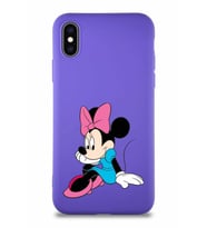 Apple iPhone X Soft Premier Kapak Minnie Mouse-E Tasarımlı Silikon Kılıf - Mor (Şeffaf)