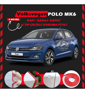 Volksvogen Polo MK6 Oto Araç Kapı Koruma Fitili 5metre Parlak Kırmızı Renk