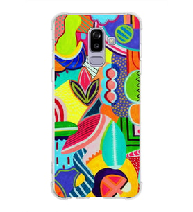 PrintiFy Samsung Galaxy A6 (2018) Uyumlu Retro Color 6 Baskılı Şeffaf Köşe Korumalı Antişok Kılıf