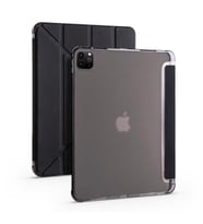 Apple  iPad Pro 12.9 2022 M2 Kılıf Tri Folding Kalem Bölmeli Standlı Yumuşak Silikon Kılıf (Siyah)