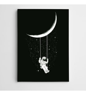 Ay Salıncak ve Astronot Modern Sanat Kanvas Tablo