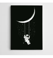 Ay Salıncak ve Astronot Modern Sanat Kanvas Tablo