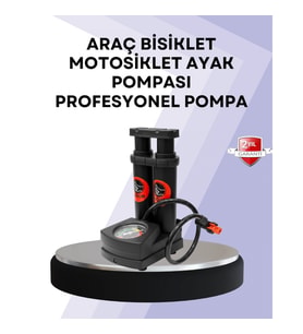 Basınç Göstergeli Ayak Pompası – Bisiklet, Motosiklet ve Araç Uyumlu
