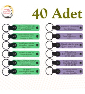 F Yeşili & M Menekşe, Baby Shower Etkinliğine Anlamlı Hediye, 40’lı Set, İsimli Anlamlı Anahtarlık
