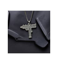 Gümüş Kaplama Tarz Pubg Uzi Erkek Çelik Kolye