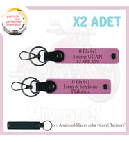 Yol Tutkunlarına, İsim Plaka ve 0 Rh (+) Kan Grubu Kişiselleştirilmiş Deri x2 Anahtarlık, Pembe-Laci