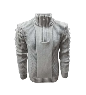 Ce-Ce C3179 Erkek Regular Fit Pamuklu Yarım Fermuarlı Dik Yaka Kazak Erkek - C3179 - Açık Gri - ST00265-Açık Gri-M (Açık Gri)