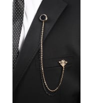 Esgue Gold Zincirli Ceket Yaka İğnesi