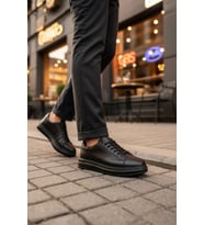 Enoch Hakiki Deri Günlük Bağcıklı Erkek Sneaker Comfort Taban Ayakkabı