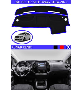 Mercedes Vito W447 2014-2021 Için Uygun Torpido Koruma Halısı Siyah Kenar Renk Mavi