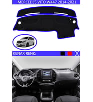 Mercedes Vito W447 2014-2021 Için Uygun Torpido Koruma Halısı Siyah Kenar Renk Mavi