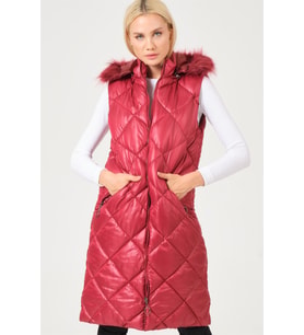 Z6717 DEWBERRY BAYAN YELEK-DÜZ BORDO