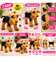 Sesli Peluş Köpek 40 CM Havlayan Gerçekçi Sevimli Köpek Oyuncak Kahverengi