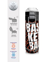 Coral High 500 ml Paslanmaz Çelik Okul Termosu/Suluk/Matara - Erkek Çocuk - Siyah Basketbol Baskılı - Sızdırma Yapmaz