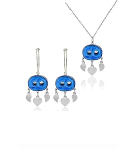 Söğütlü Silver Gümüş süryanı nazar boncuğu ikili set