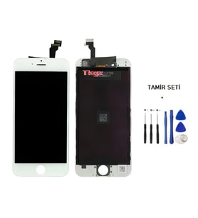 Tkgz - iPhone 6 Uyumlu Lcd Ekran Dokunmatik -A- Kalite (LW MARKA) BEYAZ + TAMİR SETİ
