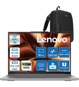 Lenovo Ideapad Pro 5 Intel Core Ultra 7 255H 16GB 512GB SSD 8GB/RTX5050 16" 2.8k (2880X1800) OLED 1100NITS 120Hz Windows 11 Pro Taşınabilir Bilgisayar 16IAH10505P01 + Zettaçanta