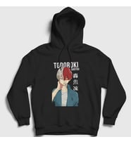 Presmono Unisex Kırmızı Shotou Anime Boku No Hero Academia Kapüşonlu Sweatshirt 129130tt (Siyah)