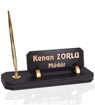 Cruze Masa İsimliği Siyah Deri Hediye Ofis Masaüstü İsimlik