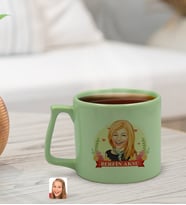 BK Gift Kişiye Özel Karikatürlü Anneler Günü Tasarımlı Pastel Yeşil Middle Kupa Bardak, Anneye Hediye, Anneler Günü Hediyesi-6