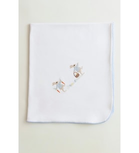 Havuç Tavşan Nakışlı Bebek Battaniyesi %100 Pamuk - 70x80 CM