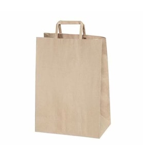 Flat Saplı Kraft Kağıt Çanta 32x21x26 - 25 Adet