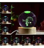 Wolawood Kristal Cam Kar Küresi 3D Renk Değiştiren Rgb'li Doğal Ahşap Standlı USB Kablolu LED Işıklı Lamba Seti Konsept Dekoratif Hediyelik Eşya Top Dekor Özel Premium Seri