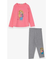 Breeze Kız Çocuk Taytlı Takım Kız Baskılı 1.5-5 Yaş, Neon Pembe