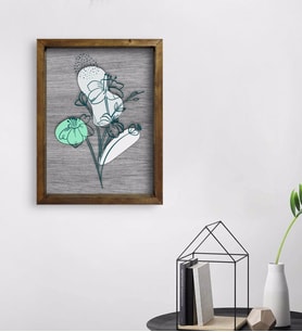 BK Home Minimal Çiçekler Tasarımlı Doğal Masif Ahşap Çerçeveli Tablo 45x65cm-3